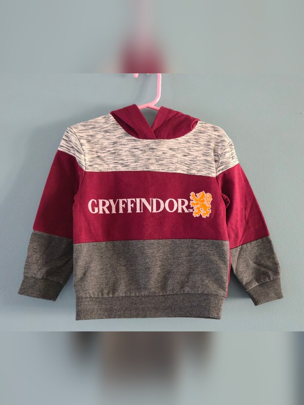 Harry Potter Gryffindor Colorblock Kids Hoodie - Maroon/Gray 3T